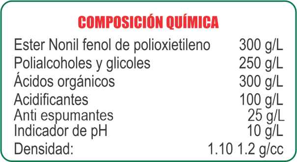 5 en 1 : Adherente, ablandador, regulador de ph